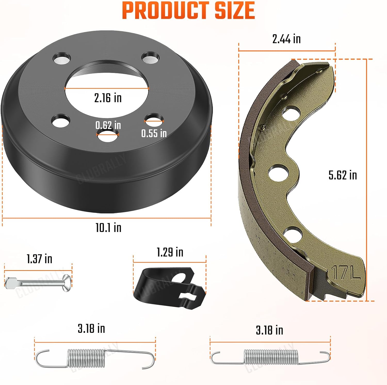 DRIVE UP Golf Cart Brake Drum/Hub and Brake Shoes Spring Kit Fits Club Car DS 1981-1994 4263,1011137 101146302 101816301