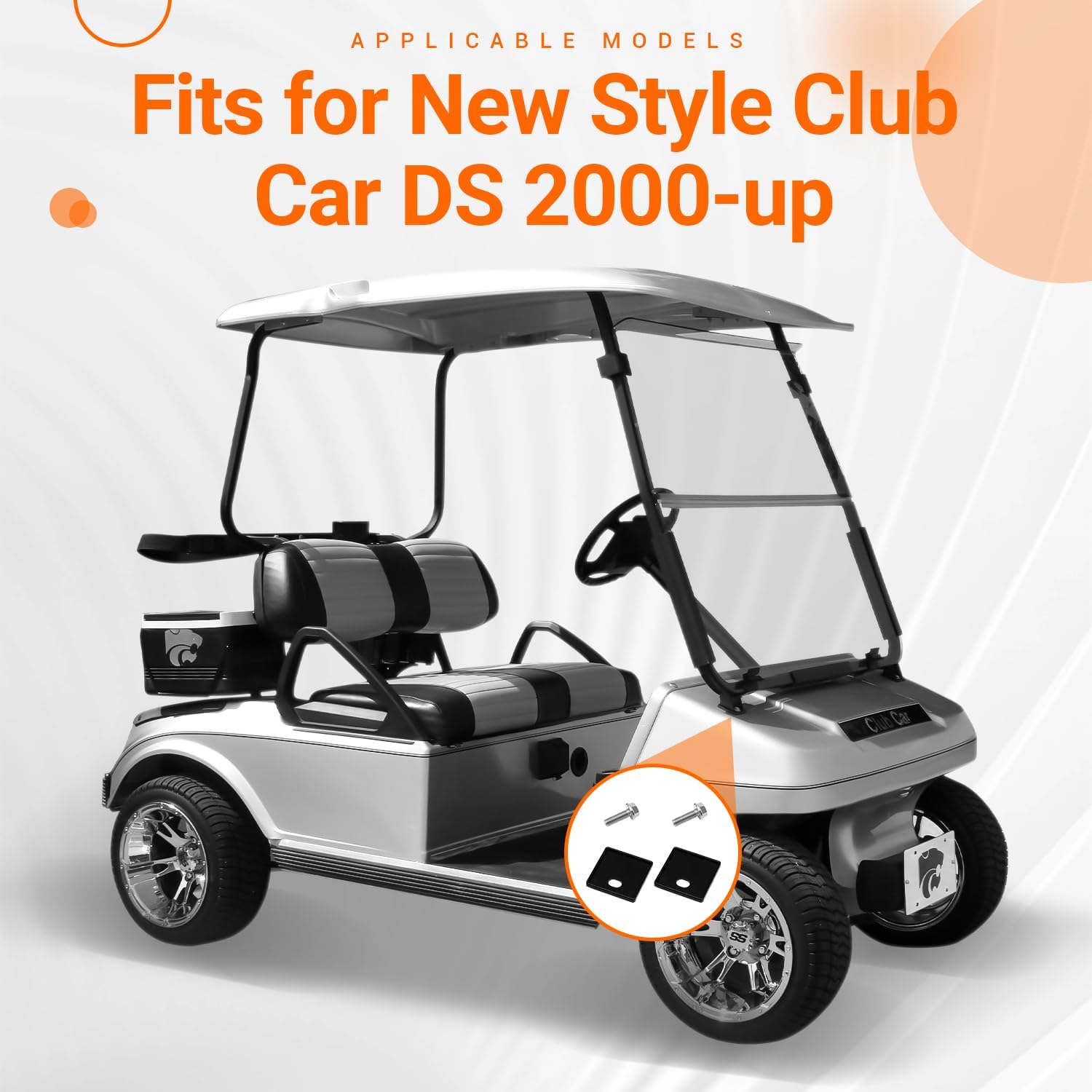 Club Car DS Roof Front Top Strut Mount Pad and Screw Kit