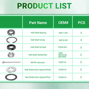 Golf Cart Rear Axle Bearing & Seal Kit for EZGO TXT/Medalist/ST/MPT Gas Models