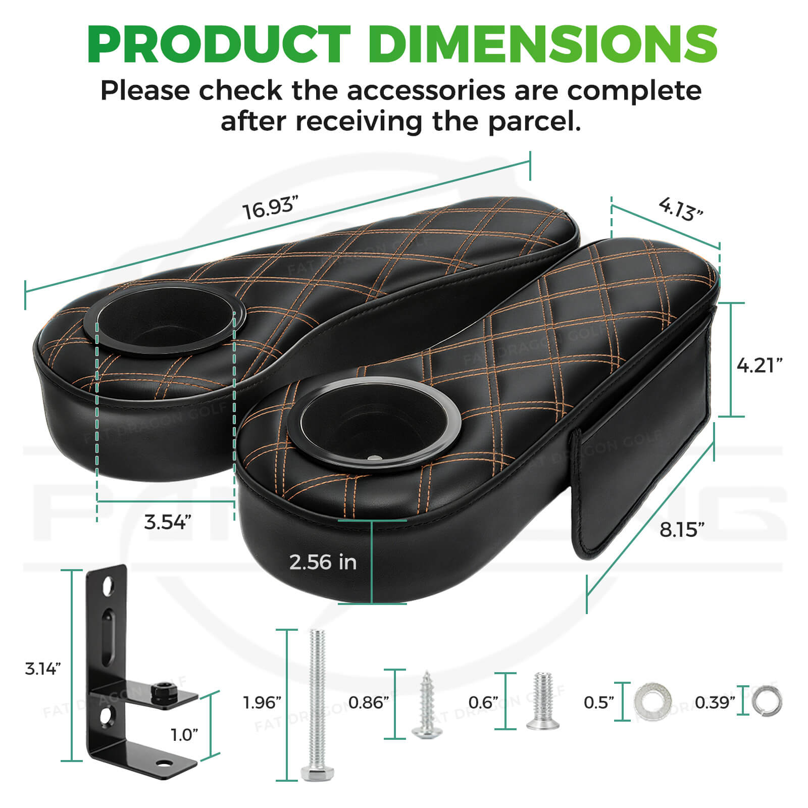 Golf Cart Armrests with Cup Holder and Phone Storage Pouch Fit Club Car EZGO Yamaha | Drive-up