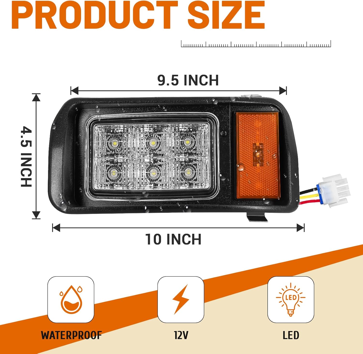 12 Volt Golf Cart LED Headlight Kit with Adapter Wire 1993-Up Club Car DS | DRIVE UP