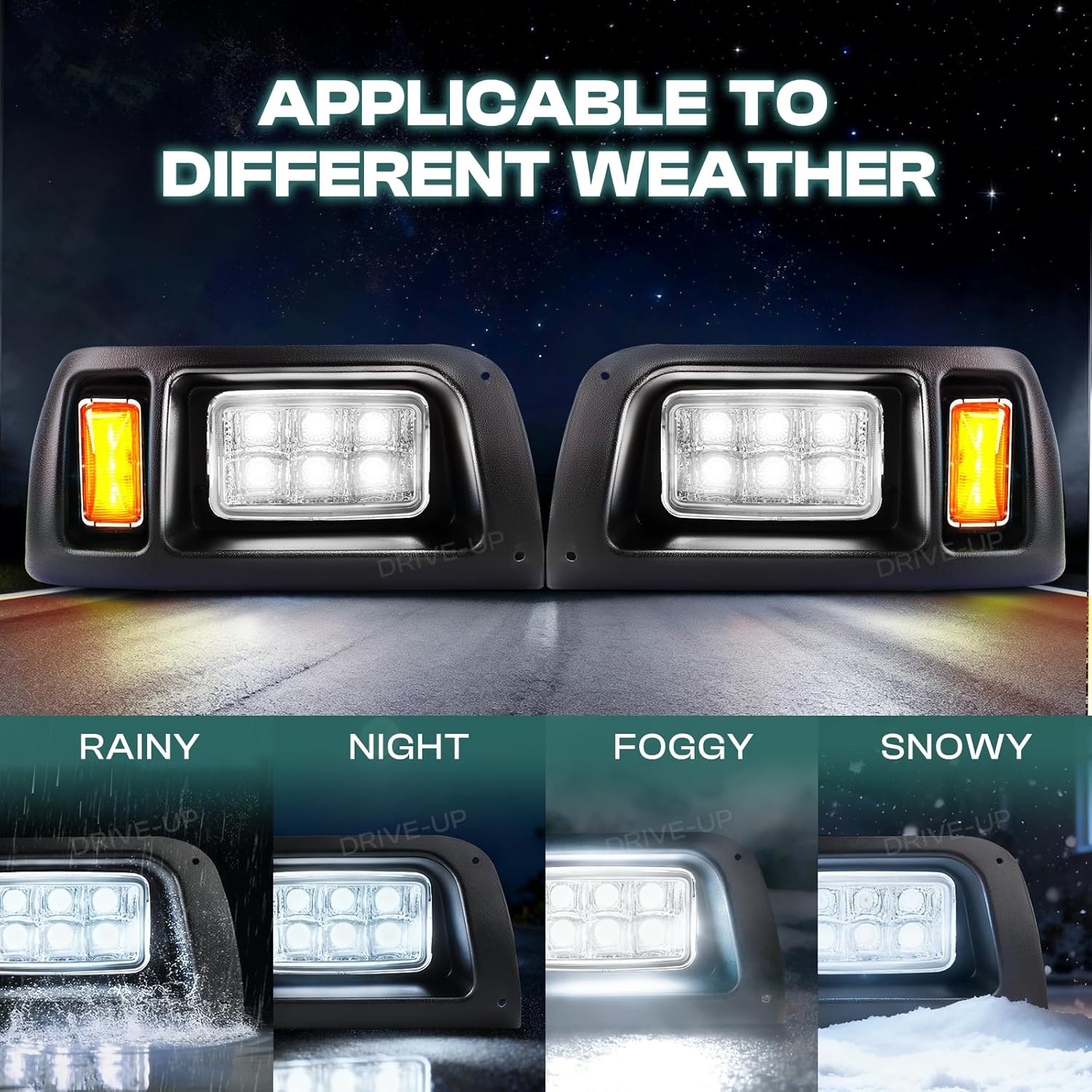 Golf Cart LED Headlights for Club Car DS 1993-Up Models 12 Volt Modified Headlight | DRIVE UP