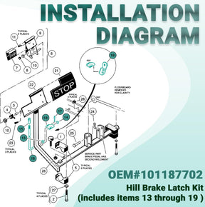 Parking Brake Latch Replacement Kit for Club Car DS & Carryall