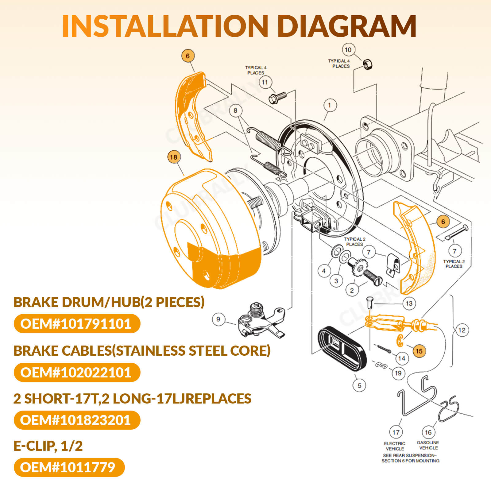 Club Car Brake Part Kit for DS