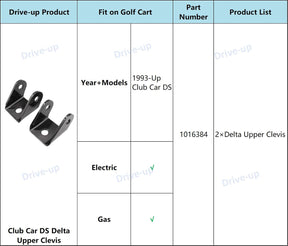 Golf Cart Delta Upper Clevis for Club Car DS 1993-Up