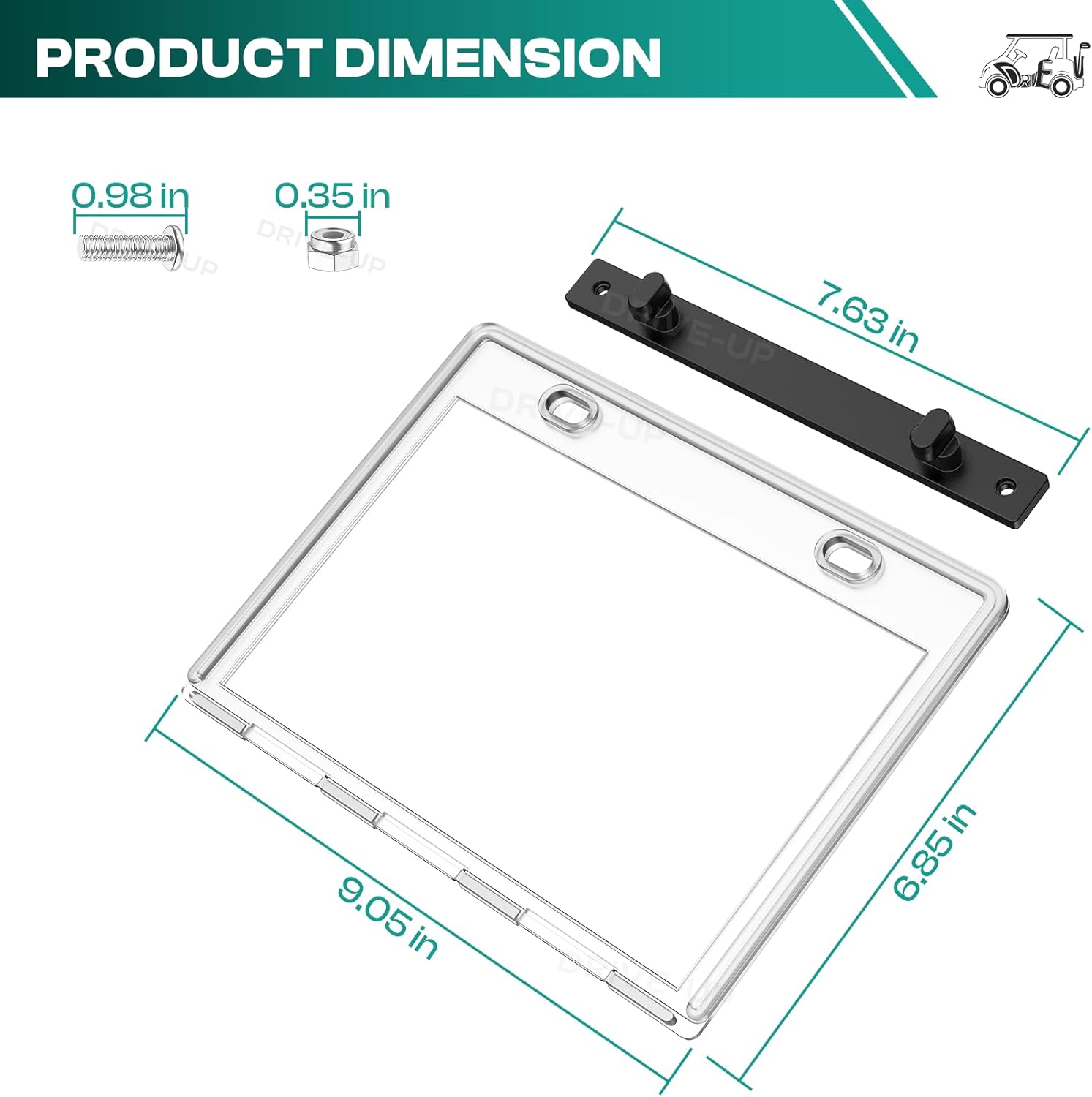 Transparent Hinged Message Holder for Club Car Golf Carts