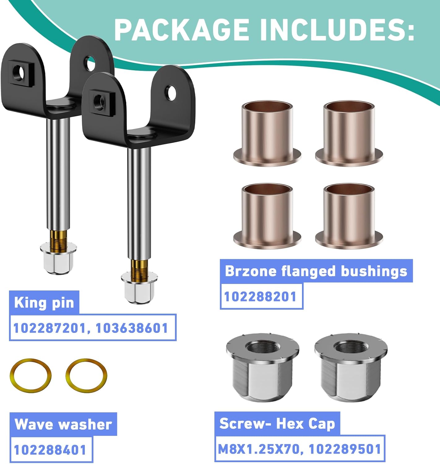 Club Car Precedent Front End King Pin Repair Kit