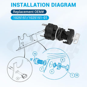 4-Pin Golf Cart Ignition Switch with Keys for Club Car Precedent Gas 2004-Up