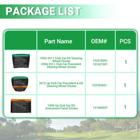 Club Car Steering Wheel & Dashboard Decal Kit