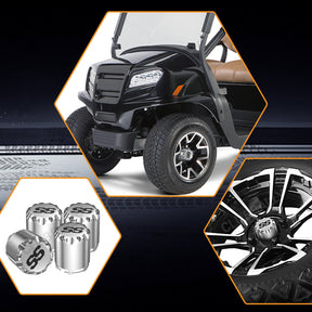4-Pack Chrome Universal Golf Cart Wheel Hub Caps