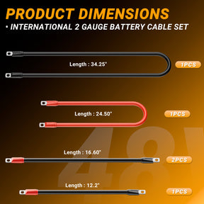 Golf Cart 2 Gauge Battery Cable for EZGO RXV High-Performance Wiring Kit 
