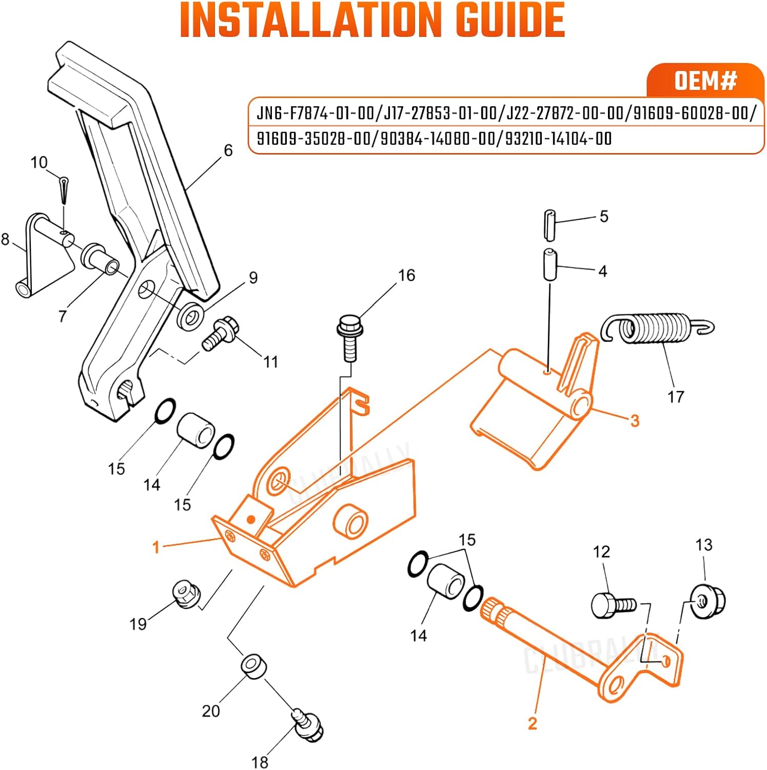 Accelerator Pedal Bracket Kit for Yamaha G16/G19/G22/G23/G27 Electric Golf Carts