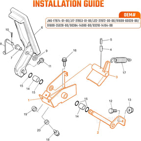 Accelerator Pedal Bracket Kit for Yamaha G16/G19/G22/G23/G27 Electric Golf Carts