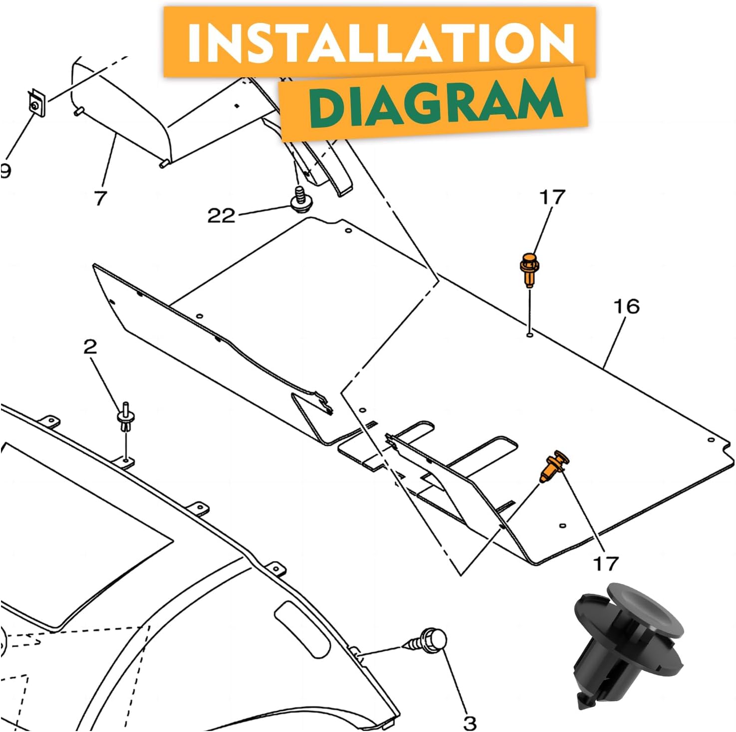 Floor Mat Rivets for Yamaha