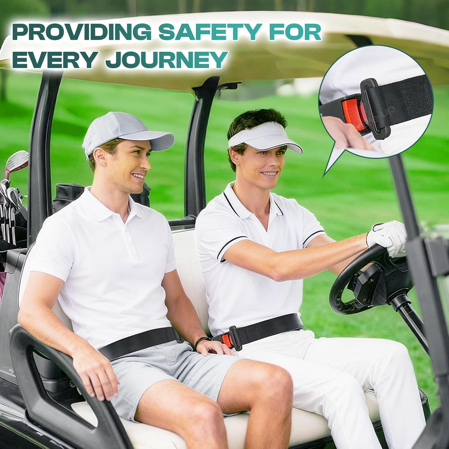 78.74 Inches Extra-Long Retractable Seat Belt Set for Golf Carts