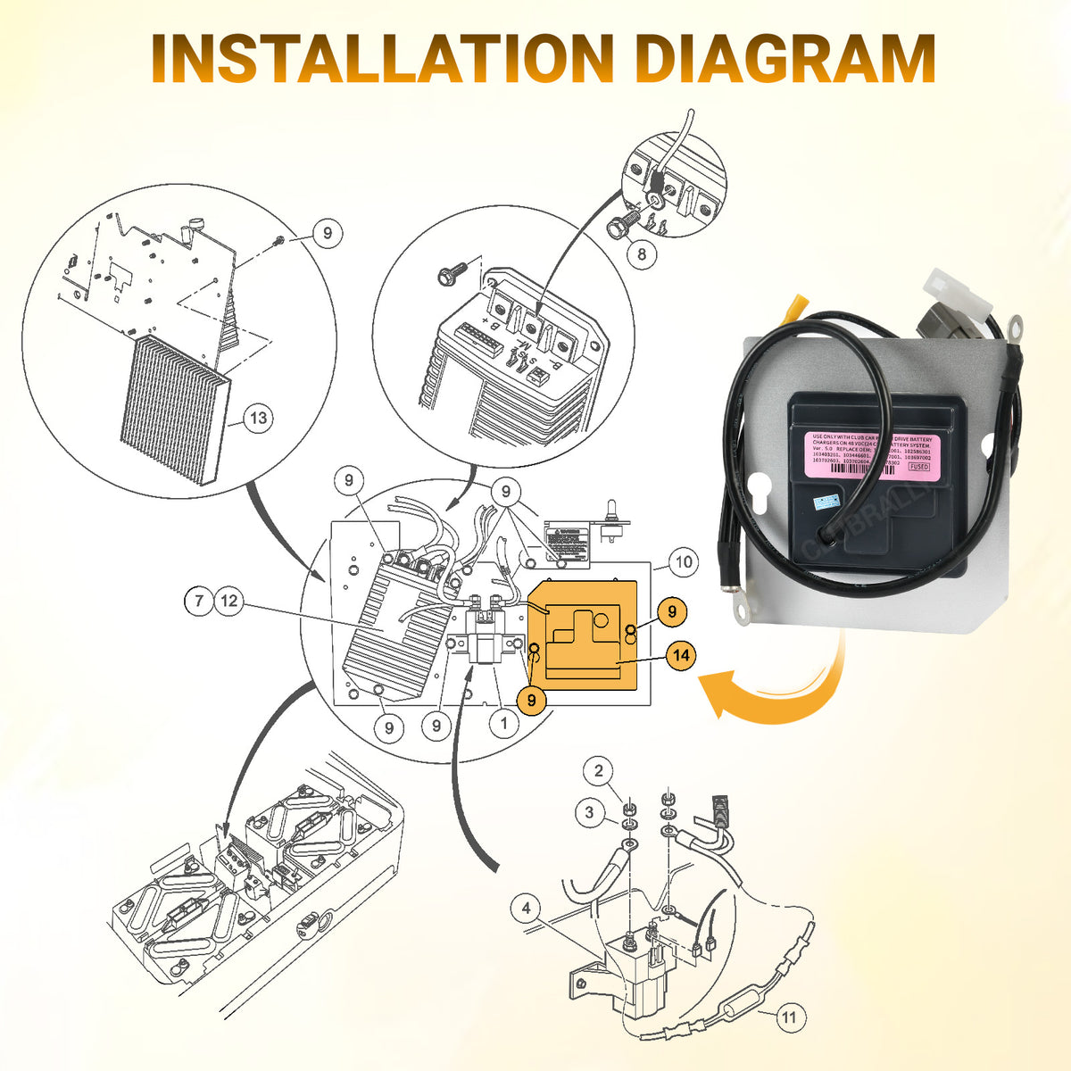 Golf Cart On Board Computer, Club Car OBC for 2004-2015 Precedent 48V Models, OEM #102511001, 102586301, 103403201 |Drive-up