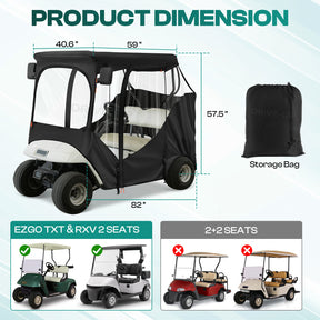 2-Passenger Golf Buggy Enclosures for EZGO RXV & TXT | Drive-up