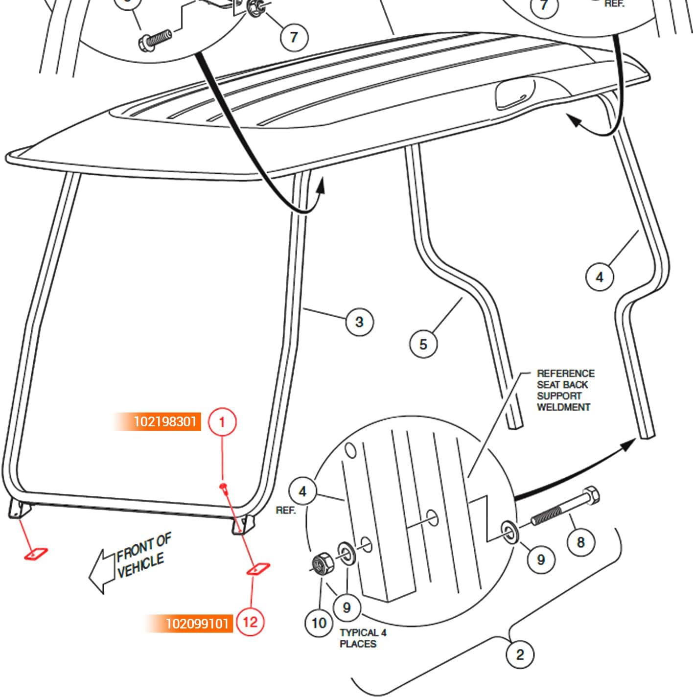 Golf Cart Front Top Strut Mount Pads with Stainless Steel Screws Kit, Fits Club Car DS