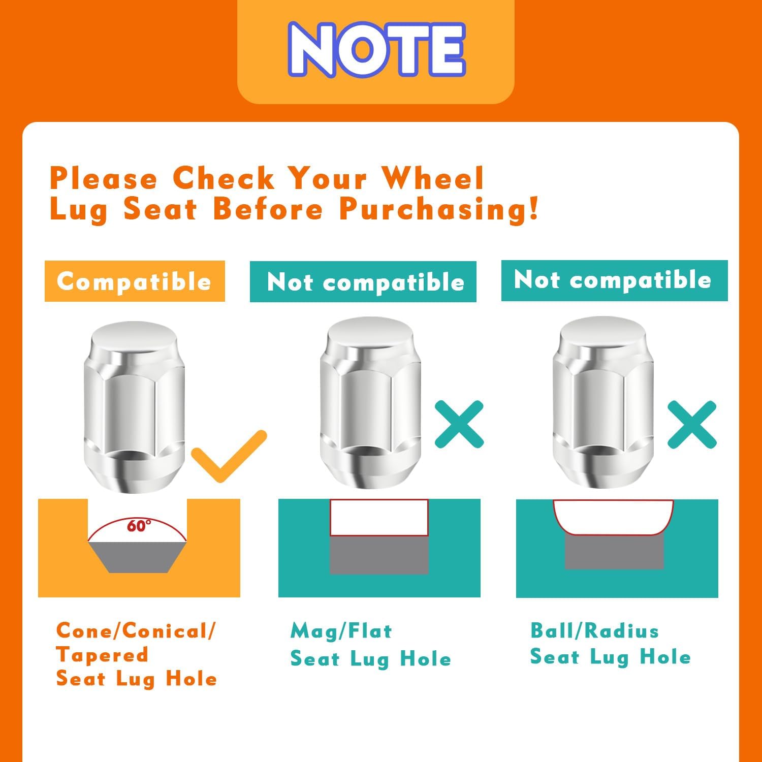 Golf Cart Wheel Lug Nut Kit for EZGO, Club Car, 1/2-20 Size 16 Packs Chrome/Silver