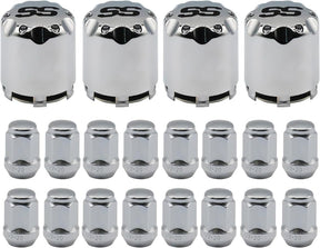 Chrome Golf Cart Center Caps & Wheel Lug Nuts Kit, 4 PCS ITP SS Wheel Hub Cap and 16 PCS Lug Nut for EZGO, Club Car¡­
