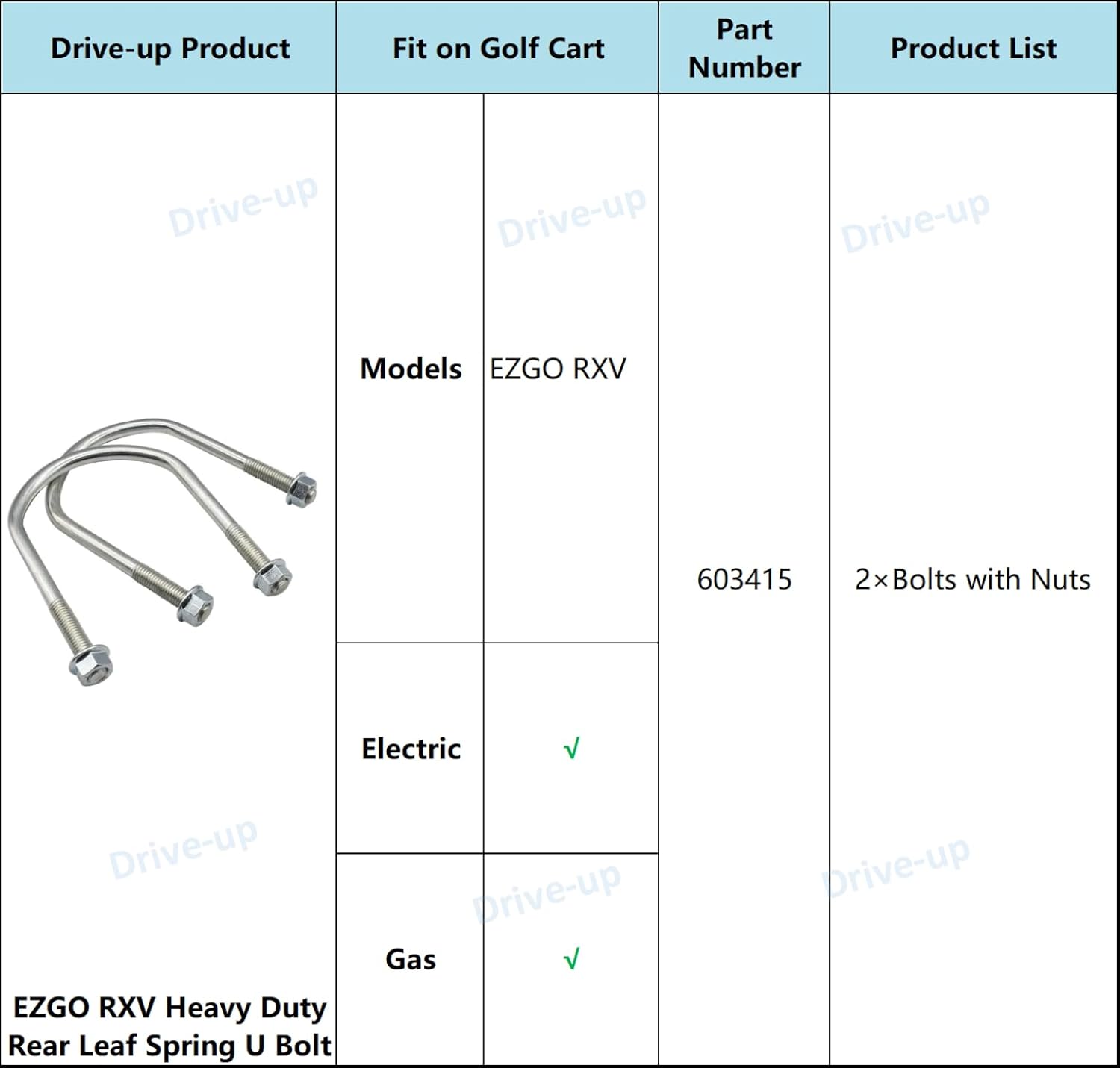 golf cart ezgo rear leaf spring u bolt