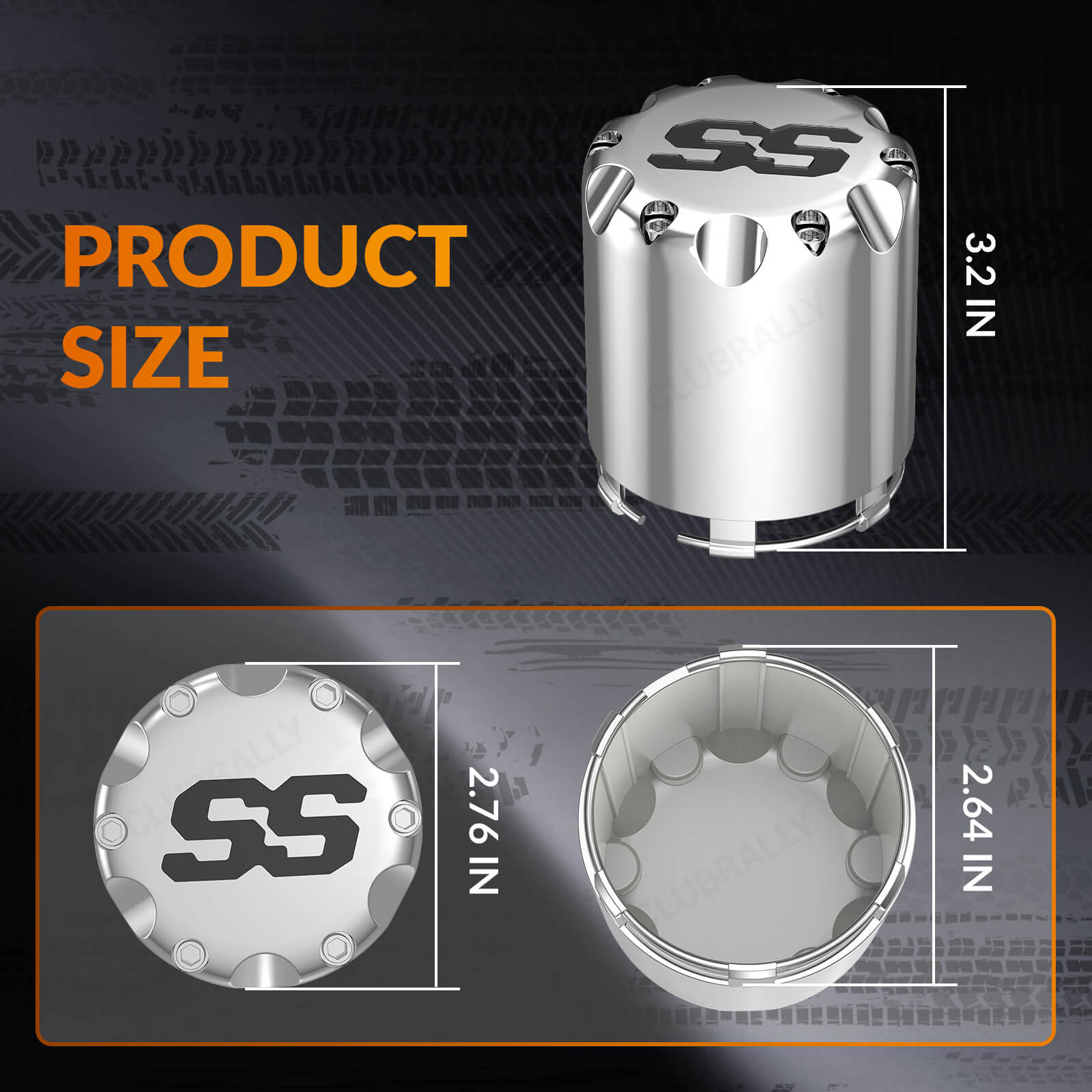 4-Pack Chrome Universal Golf Cart Wheel Hub Caps