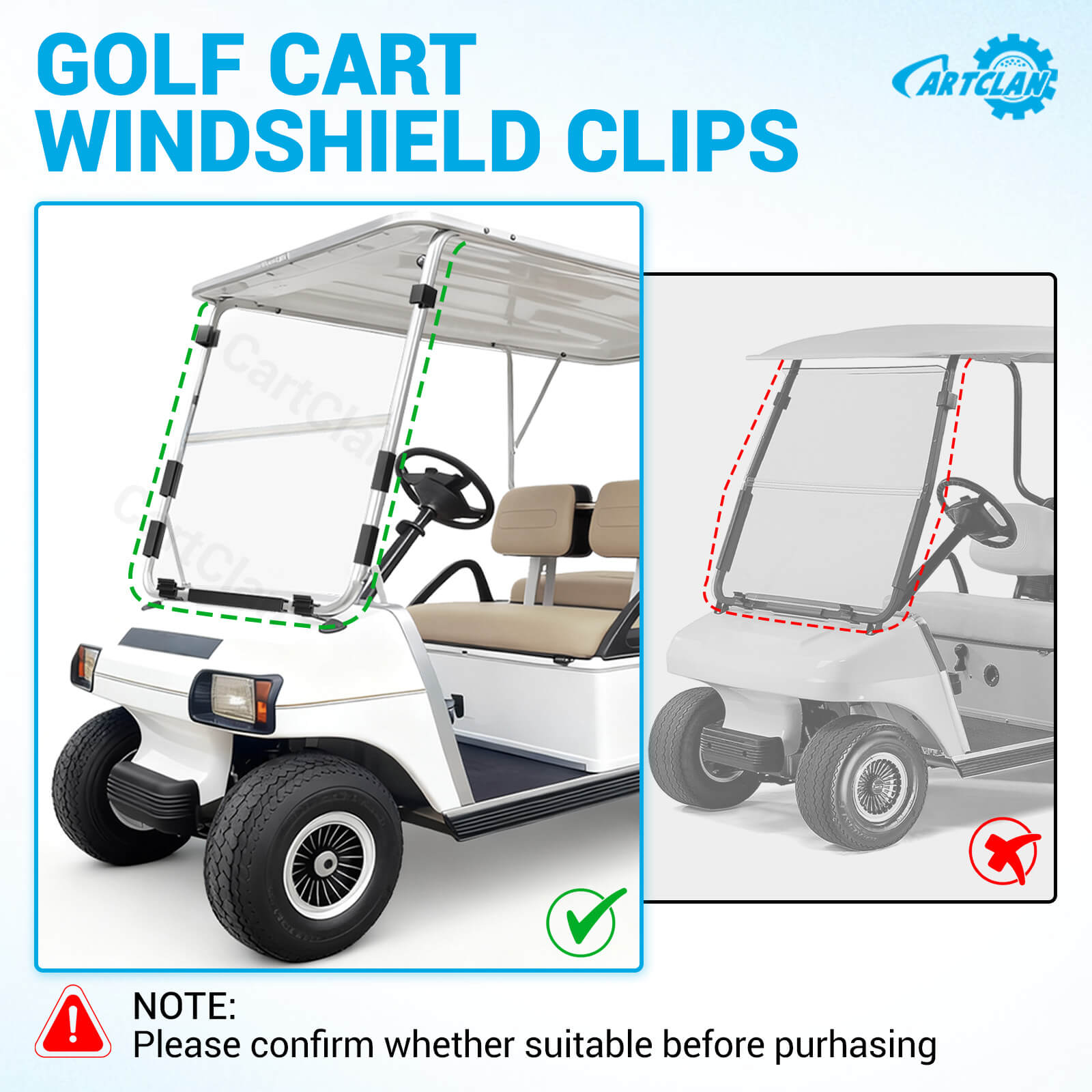 Club Car DS Golf Cart Windshield Clips Kits