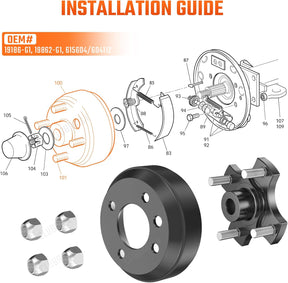 Heavy Duty Split Brake Drums Set for EZGO TXT Electric 1982-Up Golf Carts