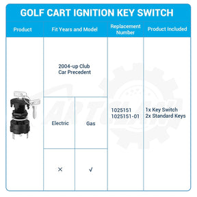4-Pin Golf Cart Ignition Switch with Keys for Club Car Precedent Gas 2004-Up