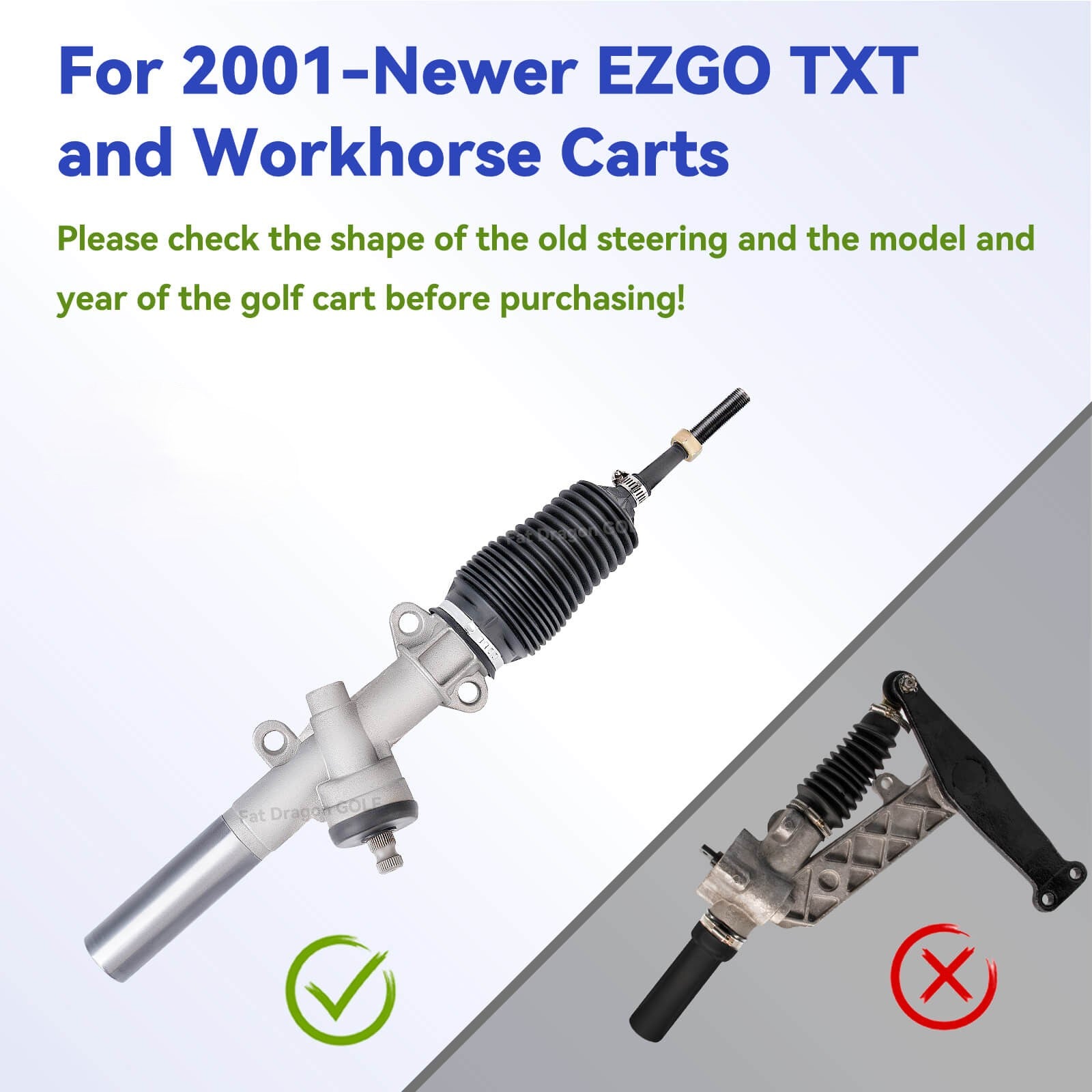 EZGO Steering Rack, EZGO TXT Steering Box with Ball Joint and Latch, Suitable for 2001-Newer EZGO TXT and Workhorse | Drive-up