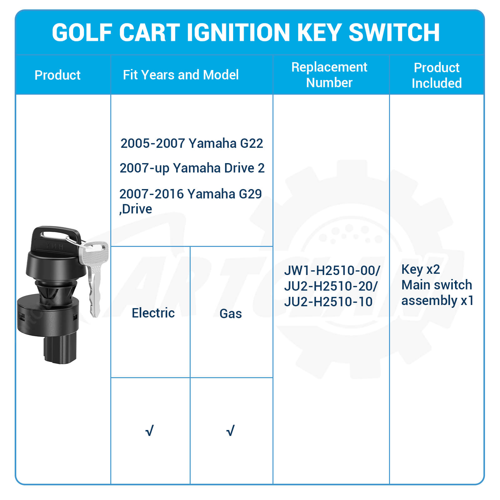Golf Cart Ignition Switch with Keys for Yamaha G22 G29 Drive 2