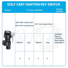 Golf Cart Ignition Switch with Keys for Yamaha G22 Drive and Drive 2 Gas Models