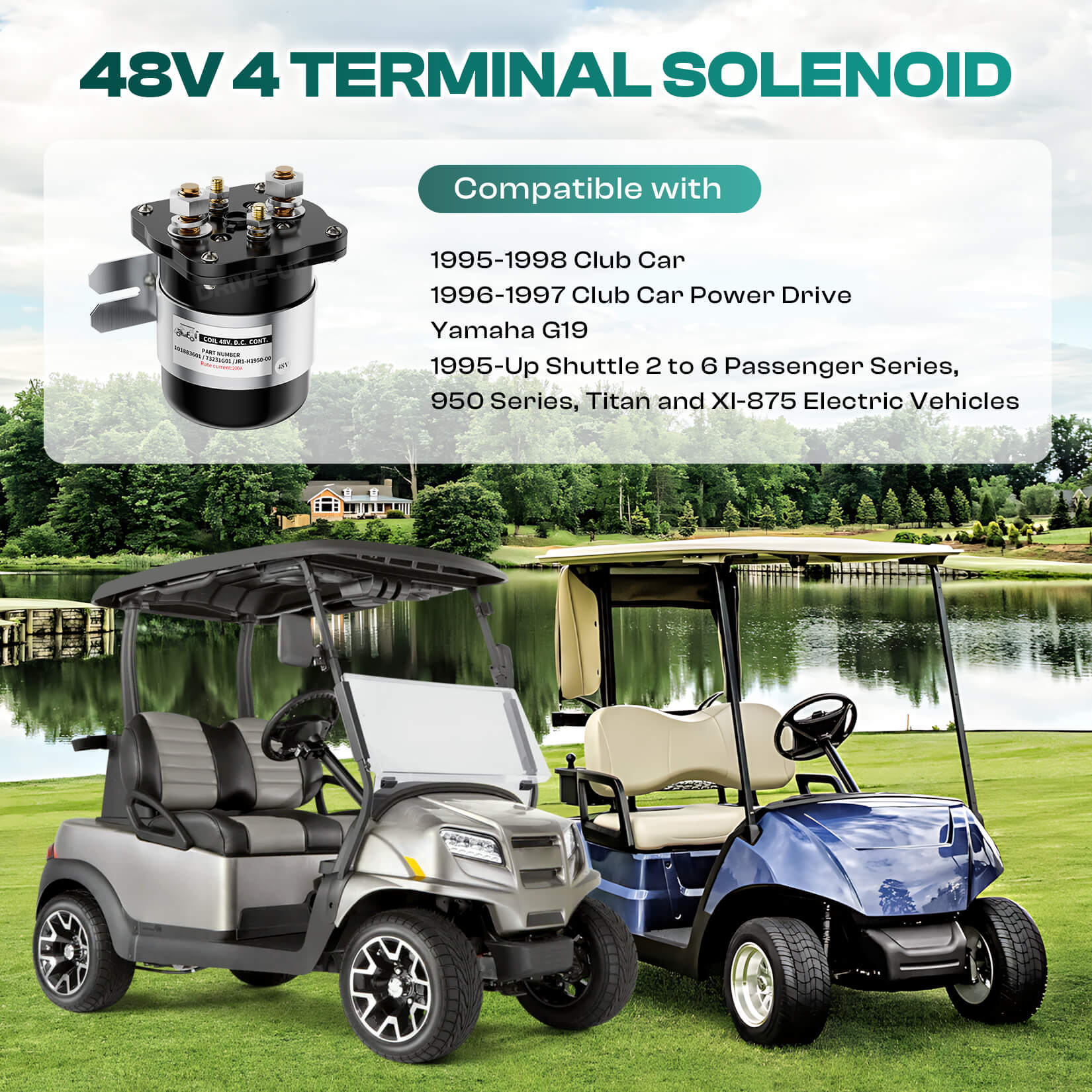 4-Terminal 48V Golf Cart Solenoid Universal for Club Car EZGO Yamaha | Drive-up