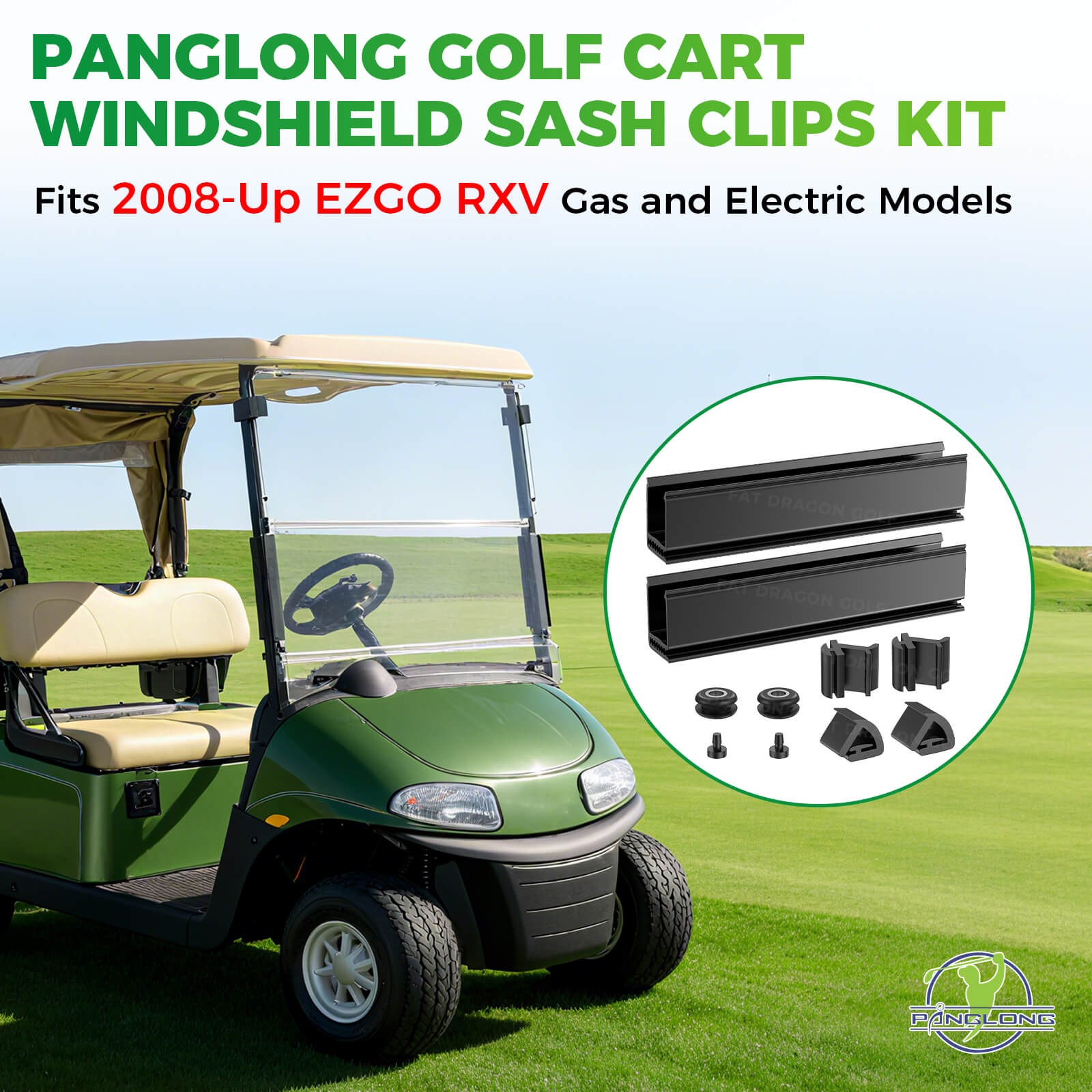EZGO RXV Windshield Clip and Sash Kit