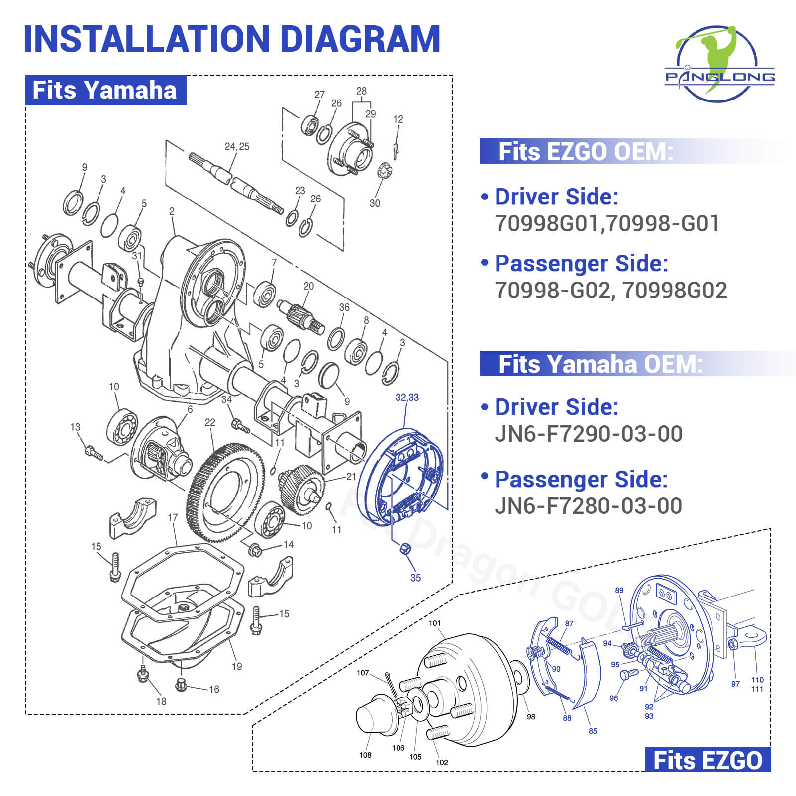 Golf Cart Brakes Rear Assembly Kit