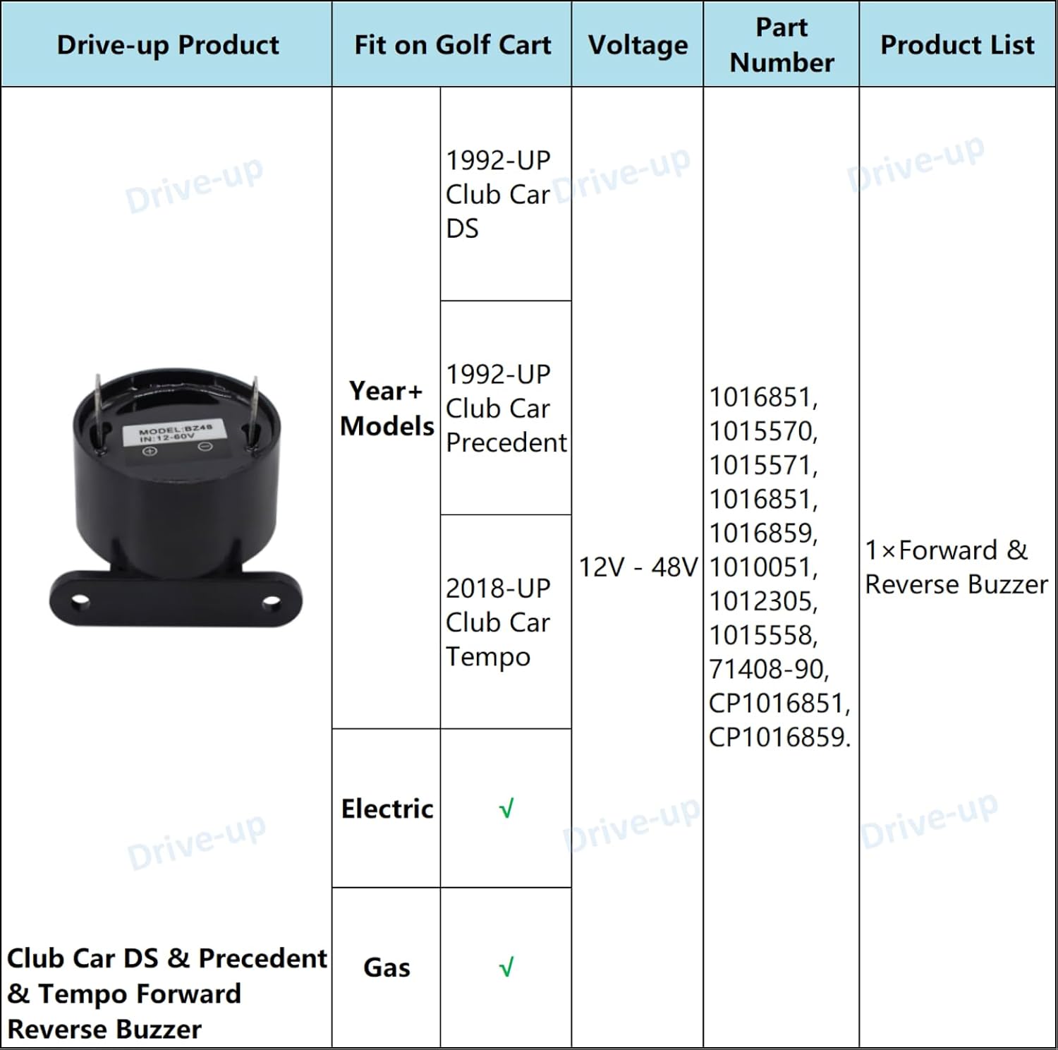12-48V Club Car Reverse Buzzer