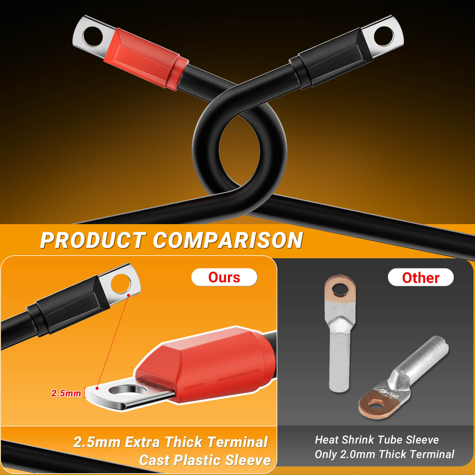 3 Gauge Golf Cart Battery Cables Set for Club Car Precedent 48 Volt