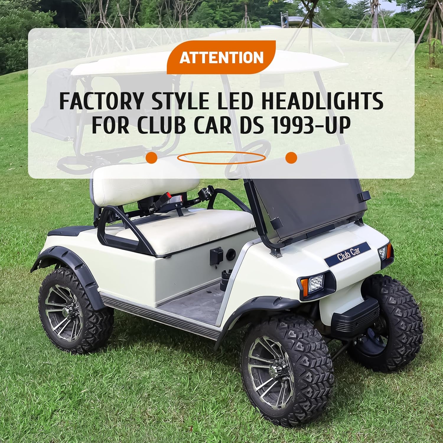 12 Volt Golf Cart LED Headlight Kit with Adapter Wire 1993-Up Club Car DS | DRIVE UP