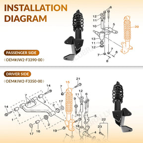 Yamaha G29 Front Shocks Complete Set for Driver & Passenger Sides | Drive-up