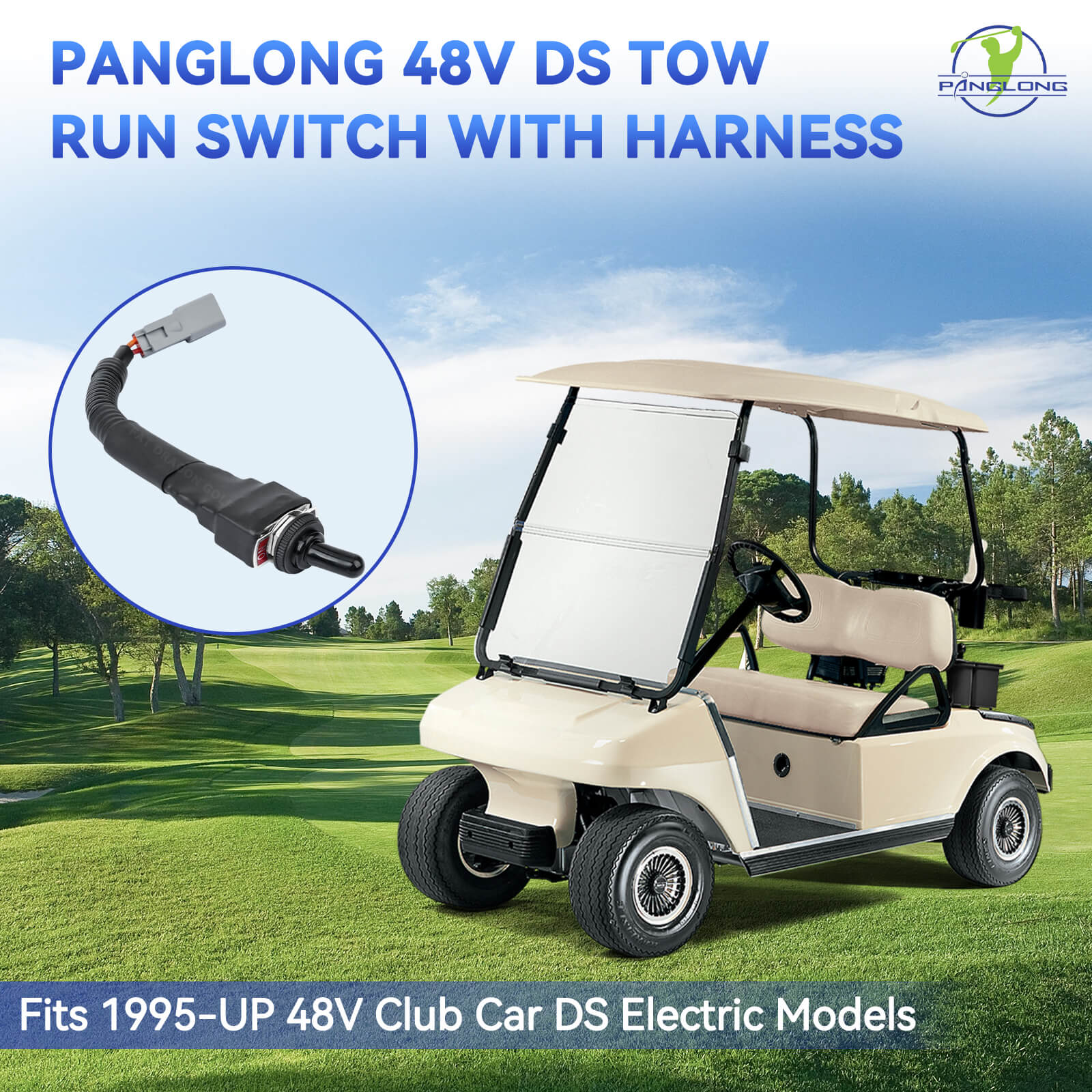 Golf Cart 48V Tow/Run Switch with Wiring Harness for Club Car DS 1995-Up