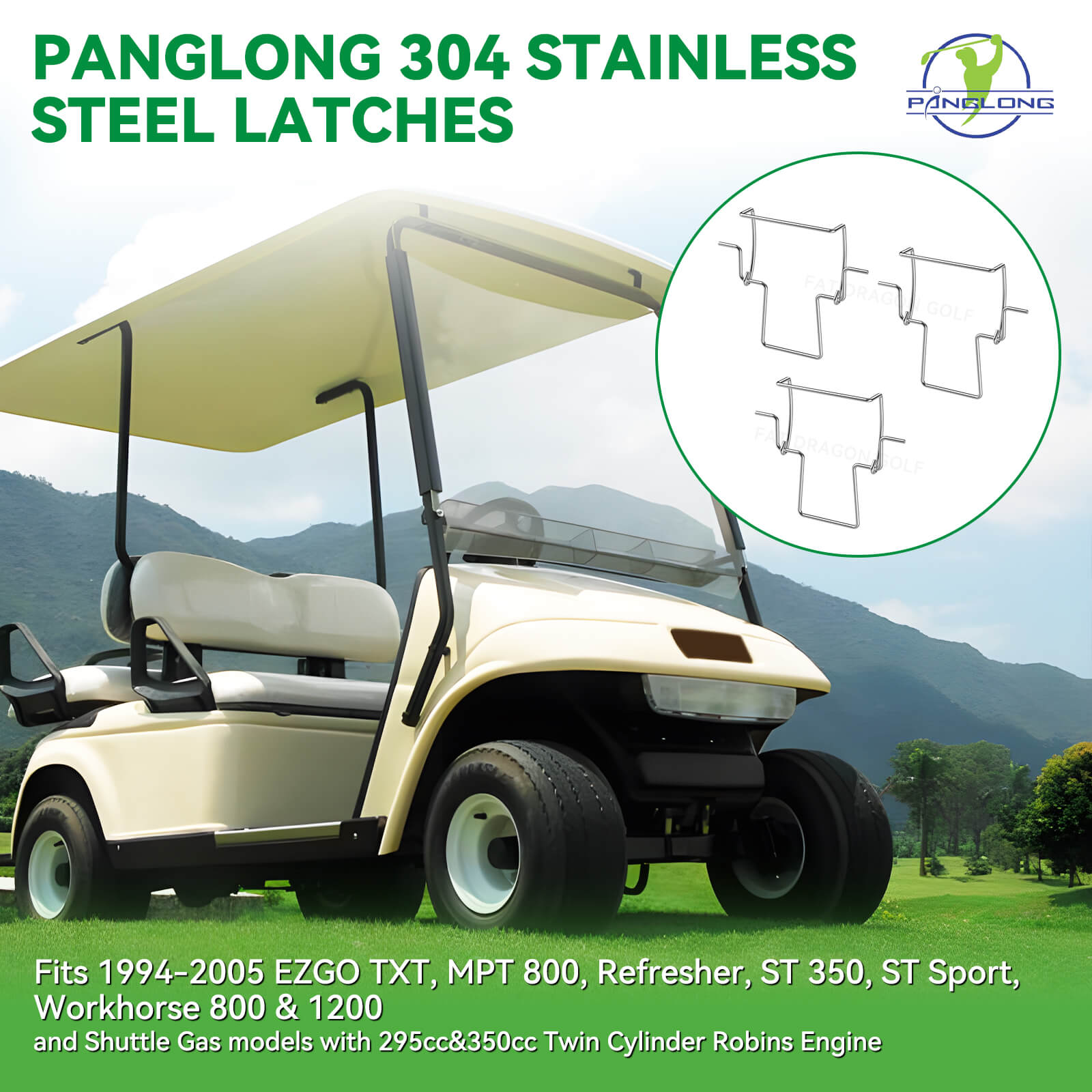 3-Pack Stainless Steel Air Filter Cover Latches for EZGO 1994-2005 Gas Carts with 295cc and 350cc Robin engines | DRIVE UP