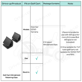 golf cart windshield top clips