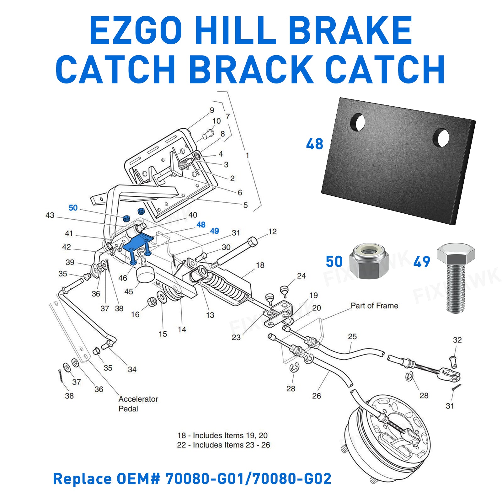 ezgo hill brake catch bracket