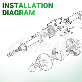 EZGO TXT Gas Golf Cart Long and Short Half Shafts with Bearings Oil Seal Circlip Kit, OEM #26811-G01 |Drive-up