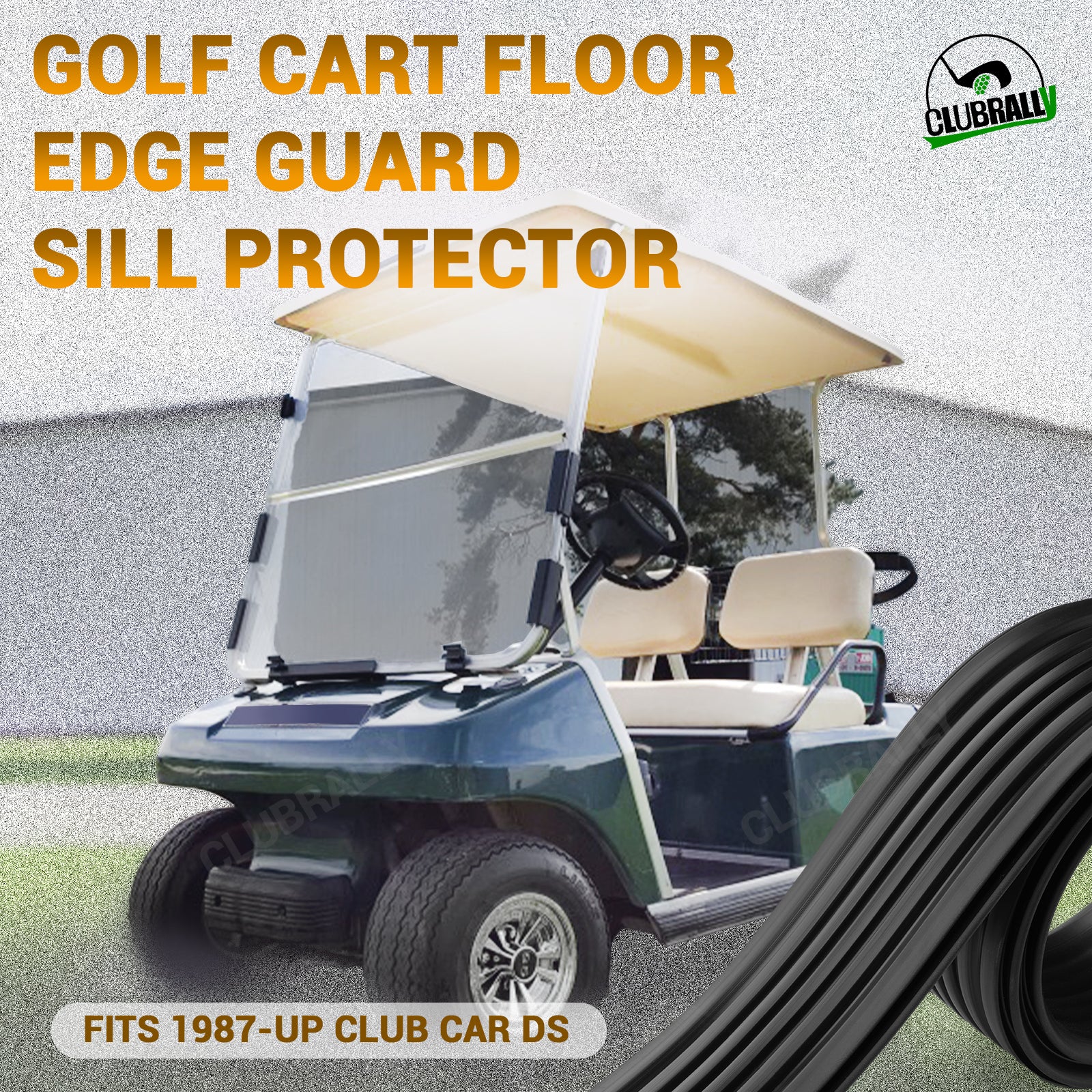Drive-up Golf Cart Floor Edge Guard Sill Protector, 2 PCS Anti-Collision Rubber Side Bumper Trim for Club Car DS 1987-Up, OEM #1013983/ 101347501£¨42.5" L¡Á2.6" W£©