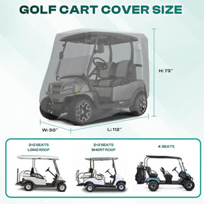 Universal Golf Cart Cover with Doors - Waterproof 420D/600D |Drive-up