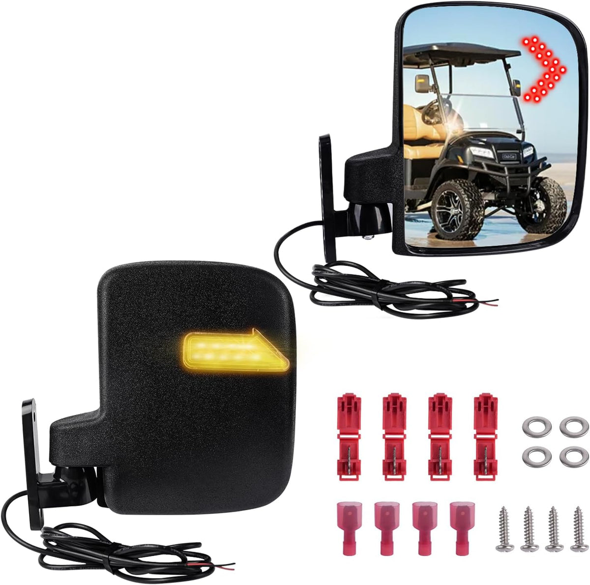 Universal Golf Cart Side Rear View Mirror with Turn Signal