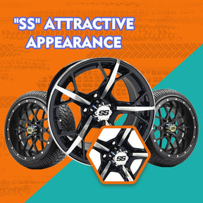 DRIVE-UP Universal Golf Cart ITP SS Wheel Center Cap Cover, 8,10,12 Inch Push in Style Chrome Center Hub Caps for Club Car EZGO Yamaha Golf Cart Wheel-Silver 4 Packs (Height 3.21" / Outer Diameter 2.75")