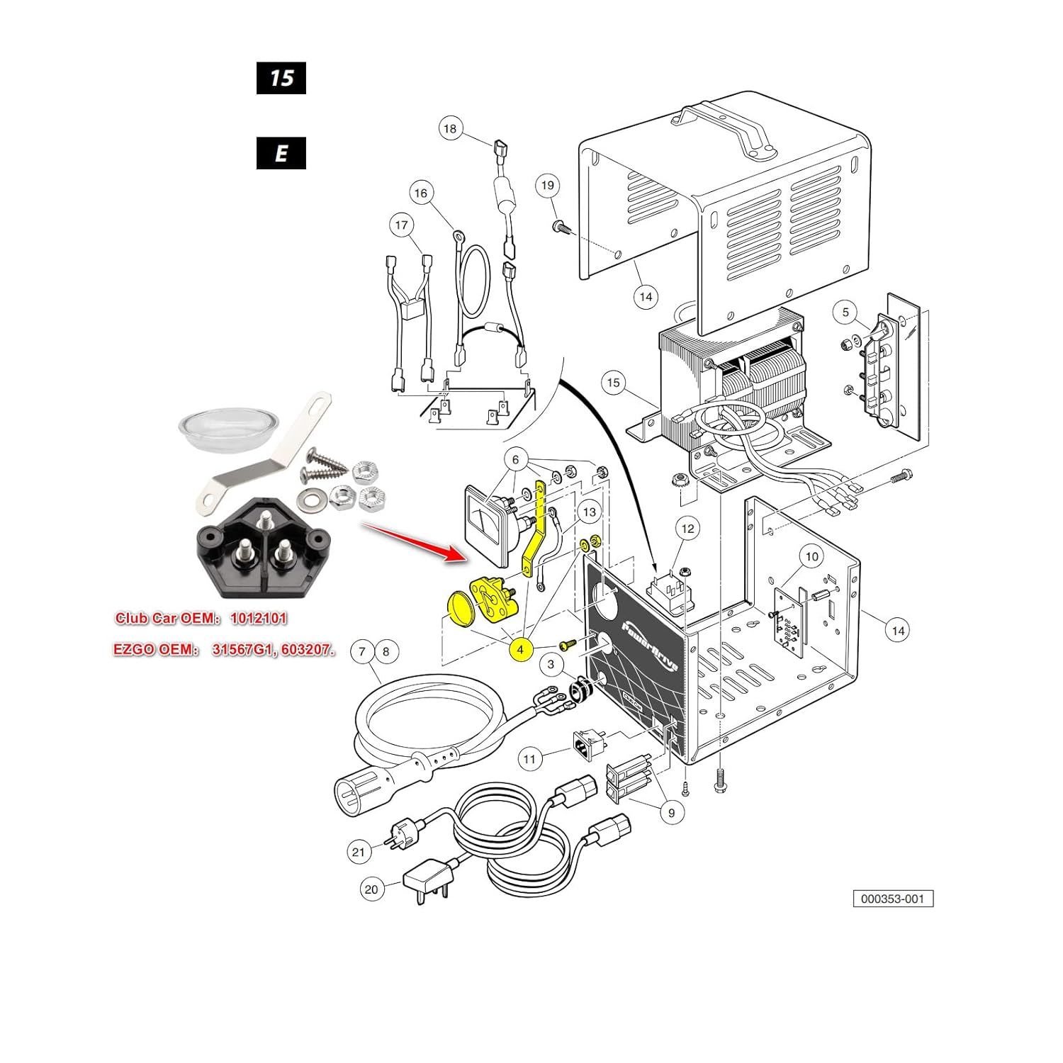 Drive-up Golf Cart Lester Power Drive Charger 30 Amp Dual Link Fuse Kit Fits Club Car EZGO Models Replaces OEM 1012101, 31567G1, 603207