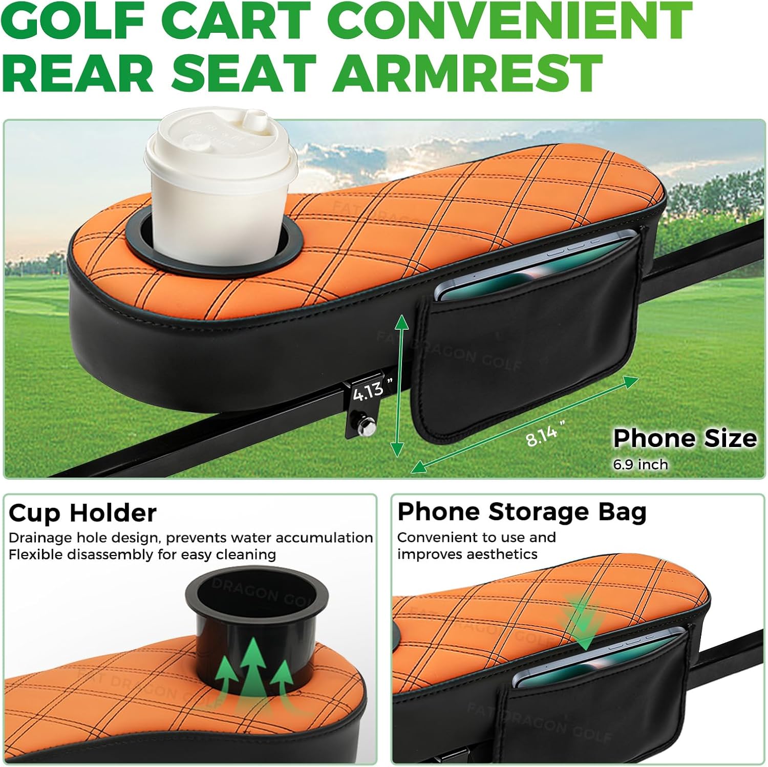 Golf Cart Armrests with Cup Holder